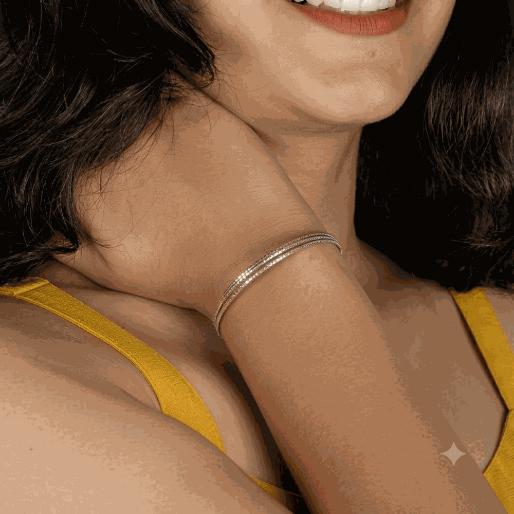 925 Silver Textured Snake-Style Bracelet – TRIPLE LAYER - Zeno Jewels