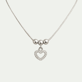 925 Silver Sparkling Heart Pendant Necklace with Chain