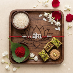 Classic Studded Rakhi in 925 Sterling Silver-Veera