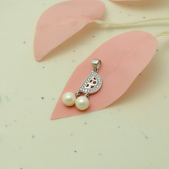 925 Silver 'D' Alphabet Pendant with Pearls & CZ