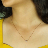 925 Silver Rose Gold Triangle Pendant Necklace with Pearls