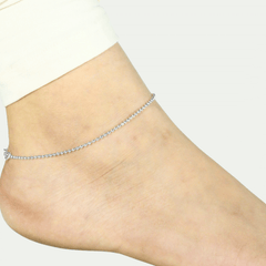925 Silver Beaded Anklet – Minimal Ball Chain Anklet for Women