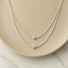 925 Silver Double Layer Bead Necklace – Minimal Layered Elegance