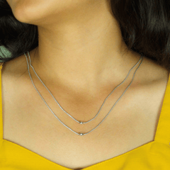 925 Silver Double Layer Bead Necklace – Minimal Layered Elegance