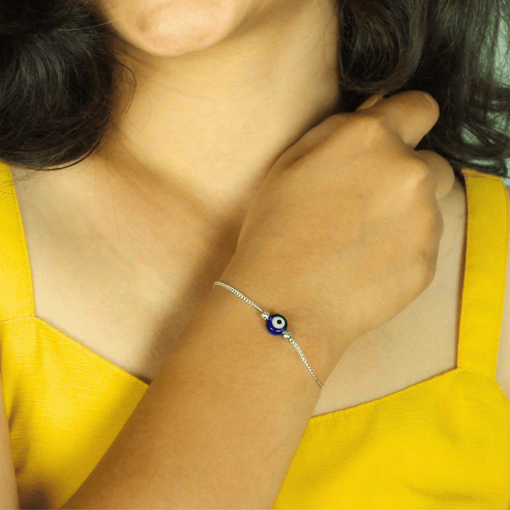 925 Silver Evil Eye Protection Bracelet – Minimal Charm - Zeno Jewels