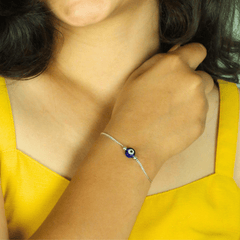 925 Silver Evil Eye Protection Bracelet – Minimal Charm - Zeno Jewels
