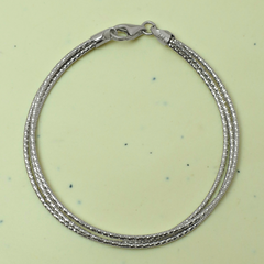 925 Silver Textured Snake-Style Bracelet – TRIPLE LAYER
