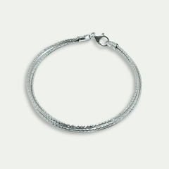 925 Silver Textured Snake-Style Bracelet – TRIPLE LAYER