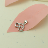 925 Silver Twin Heart Pendant with CZ Stones