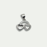 925 Silver Twin Heart Pendant with CZ Stones