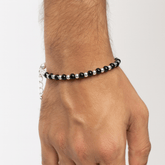 925 Silver & Black Bead Bracelet with Lobster Clasp – Unisex Minimal Jewelry