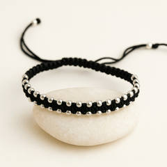 Nazariya Black Thread Bracelet with 925 Silver Beads – (Pack of 2)