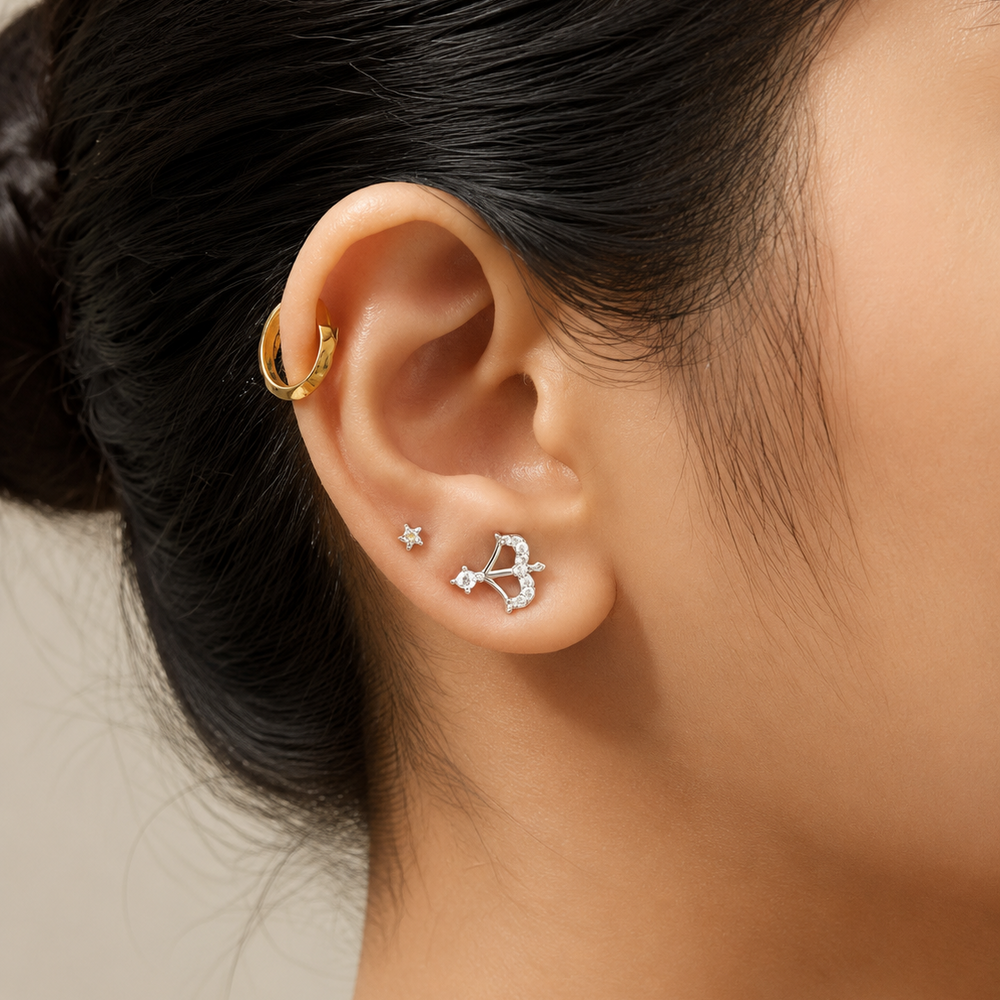 Crystal Bow Studs in 925 Sterling Silver - Zeno Jewels