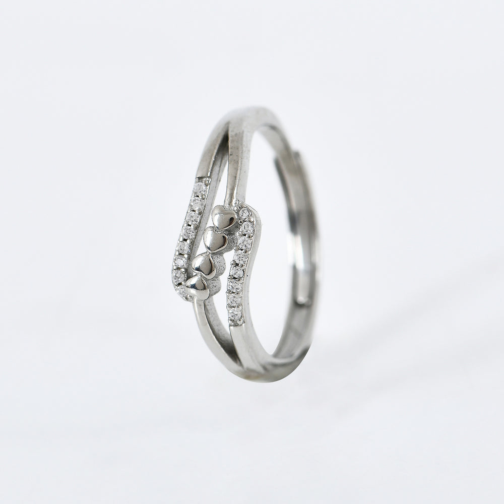 Amity Heart Adjustable Ring in 925 Sterling Silver - Zeno Jewels