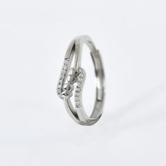 Amity Heart Adjustable Ring in 925 Sterling Silver
