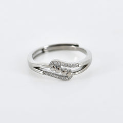 Amity Heart Adjustable Ring in 925 Sterling Silver