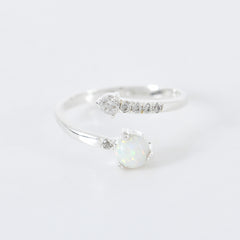 Opal Adjustable Ring in 925 Sterling Silver