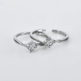 Zinnia Twist Solitaire Toe Rings in 925 Sterling Silver
