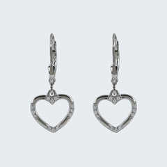 Heart Drop Earrings in 925 Sterling Silver - Zeno Jewels