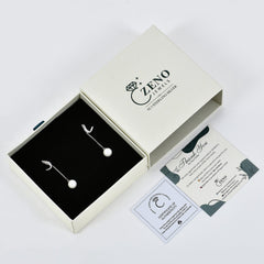 Drop-Chain Pearl Earrings in 925 Sterling Silver - Zeno Jewels