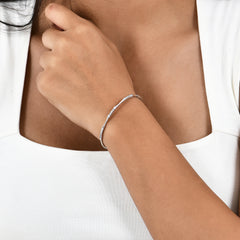 Linear Stone Bangle in 925 Sterling Silver