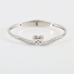 925 Sterling Silver Heart Accent Bangle Bracelet