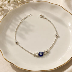 Beaded Evil Eye Bracelet in 925 Sterling Silver
