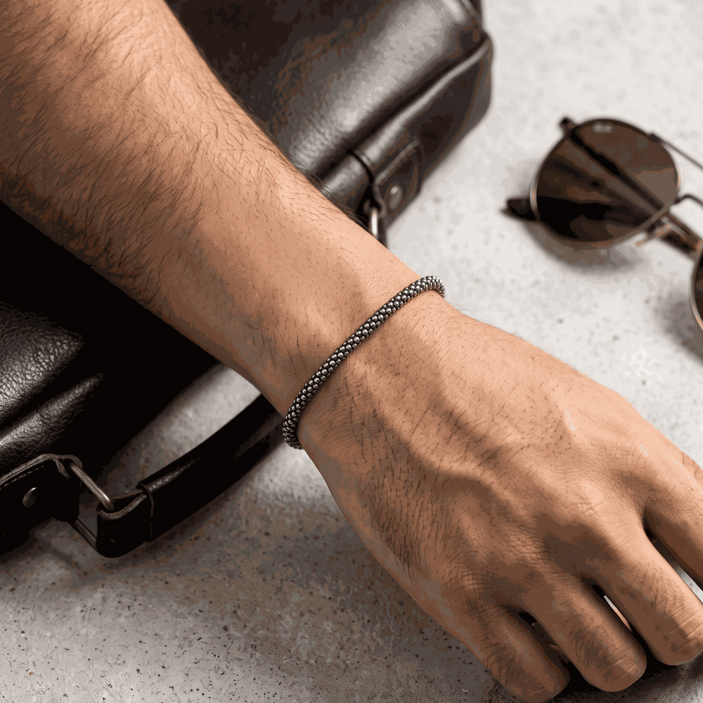 Oxidised Caviar Bracelet in 925 Silver - Zeno Jewels