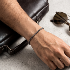 Oxidised Caviar Bracelet in 925 Silver