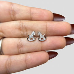 Crystal Rocking Horse Studs in 925 Sterling Silver