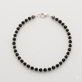 925 Silver & Black Bead Bracelet with Lobster Clasp – Unisex Minimal Jewelry