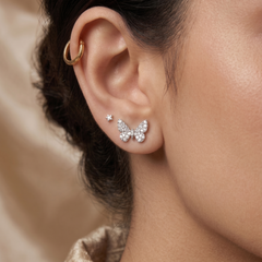 Crystal Butterfly Studs in 925 Sterling Silver