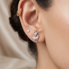 Crystal Deer Studs in 925 Sterling Silver