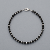 925 Silver & Black Bead Bracelet with Lobster Clasp – Unisex Minimal Jewelry