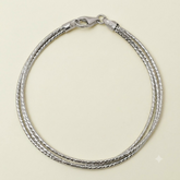 925 Silver Textured Snake-Style Bracelet – TRIPLE LAYER - Zeno Jewels