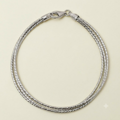 925 Silver Textured Snake-Style Bracelet – TRIPLE LAYER - Zeno Jewels