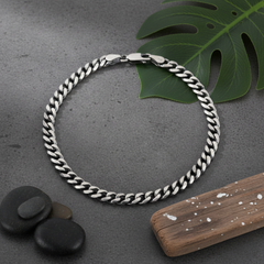 925 Sterling Silver Men’s Oxidised Italian Link Bracelet