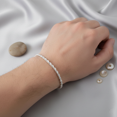 925 Sterling Silver Men’s Twisted Rope Bracelet