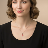 Red Stone Pendant in 925 Sterling Silver