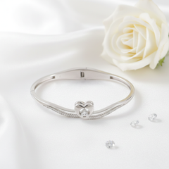 925 Sterling Silver Heart Accent Bangle Bracelet