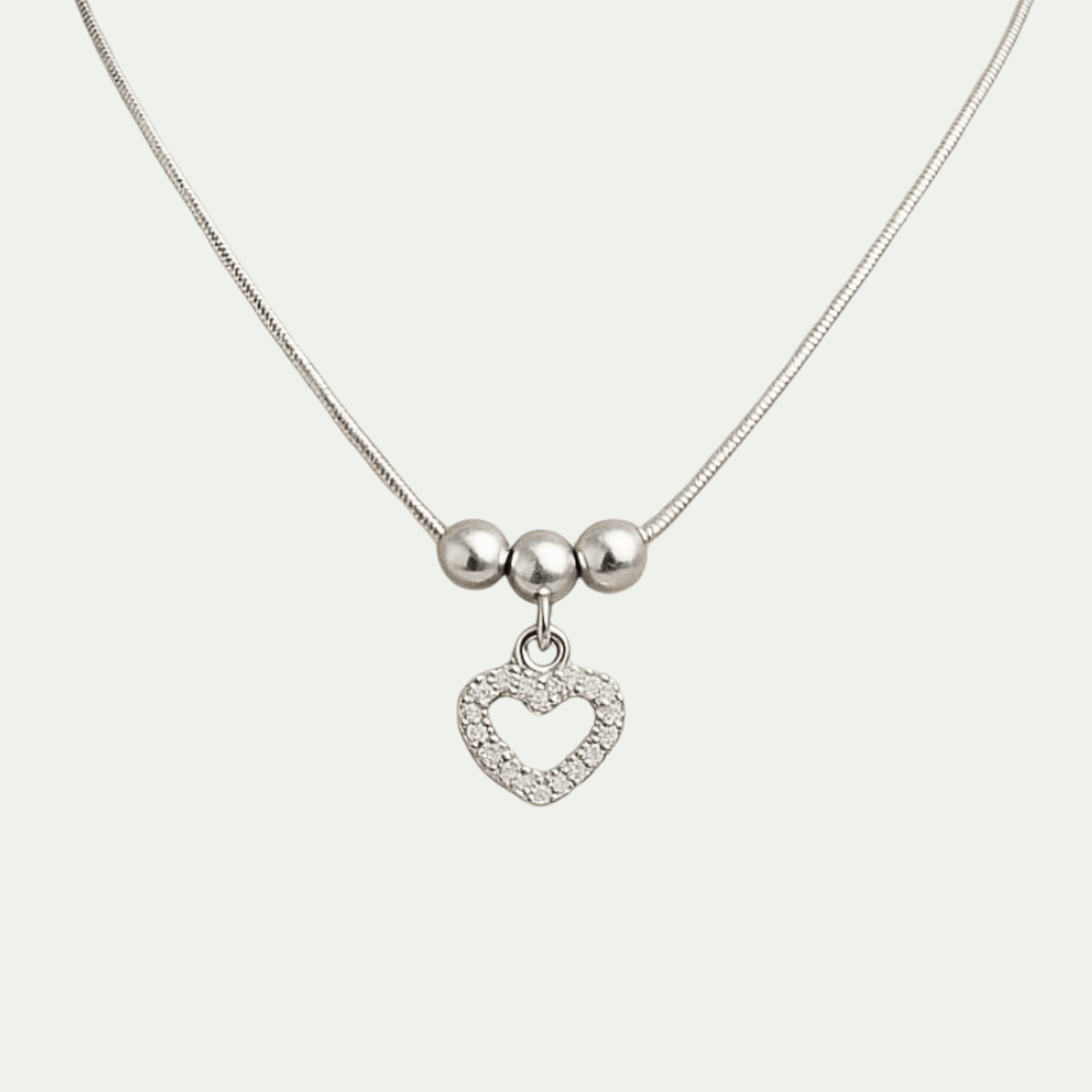 925 Silver Sparkling Heart Pendant Necklace with Chain