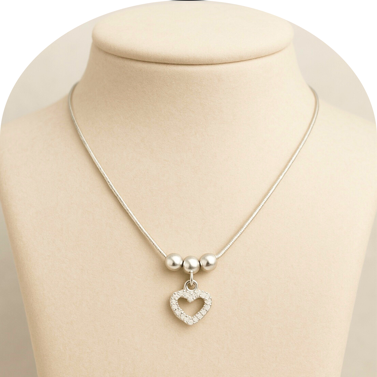 925 Silver Sparkling Heart Pendant Necklace with Chain