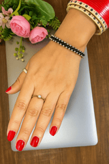 Nazariya Black Thread Bracelet with 925 Silver Beads – (Pack of 2)