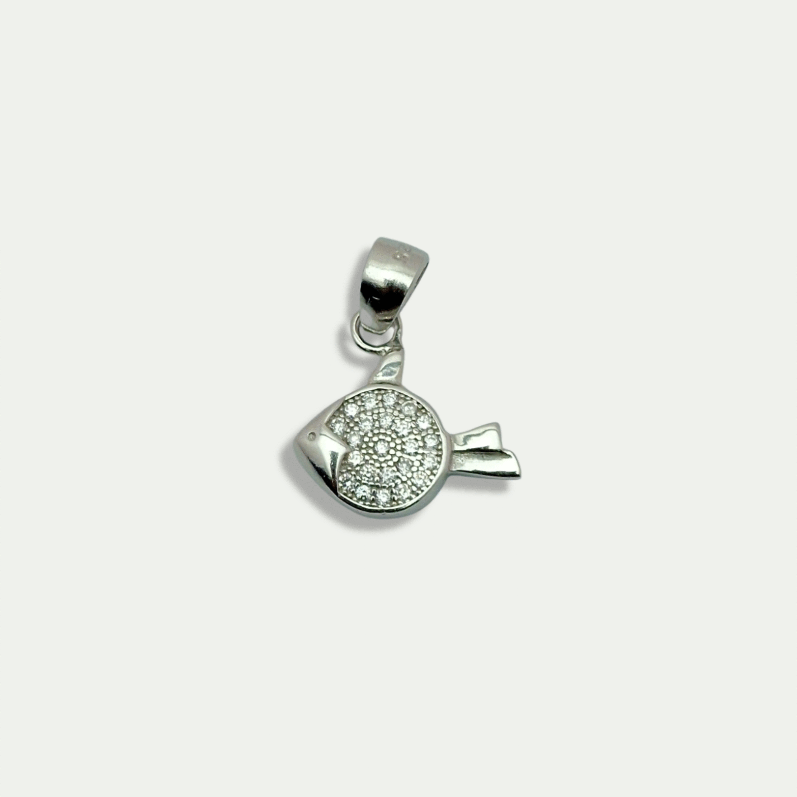 925 Silver CZ Fish Pendant Charm