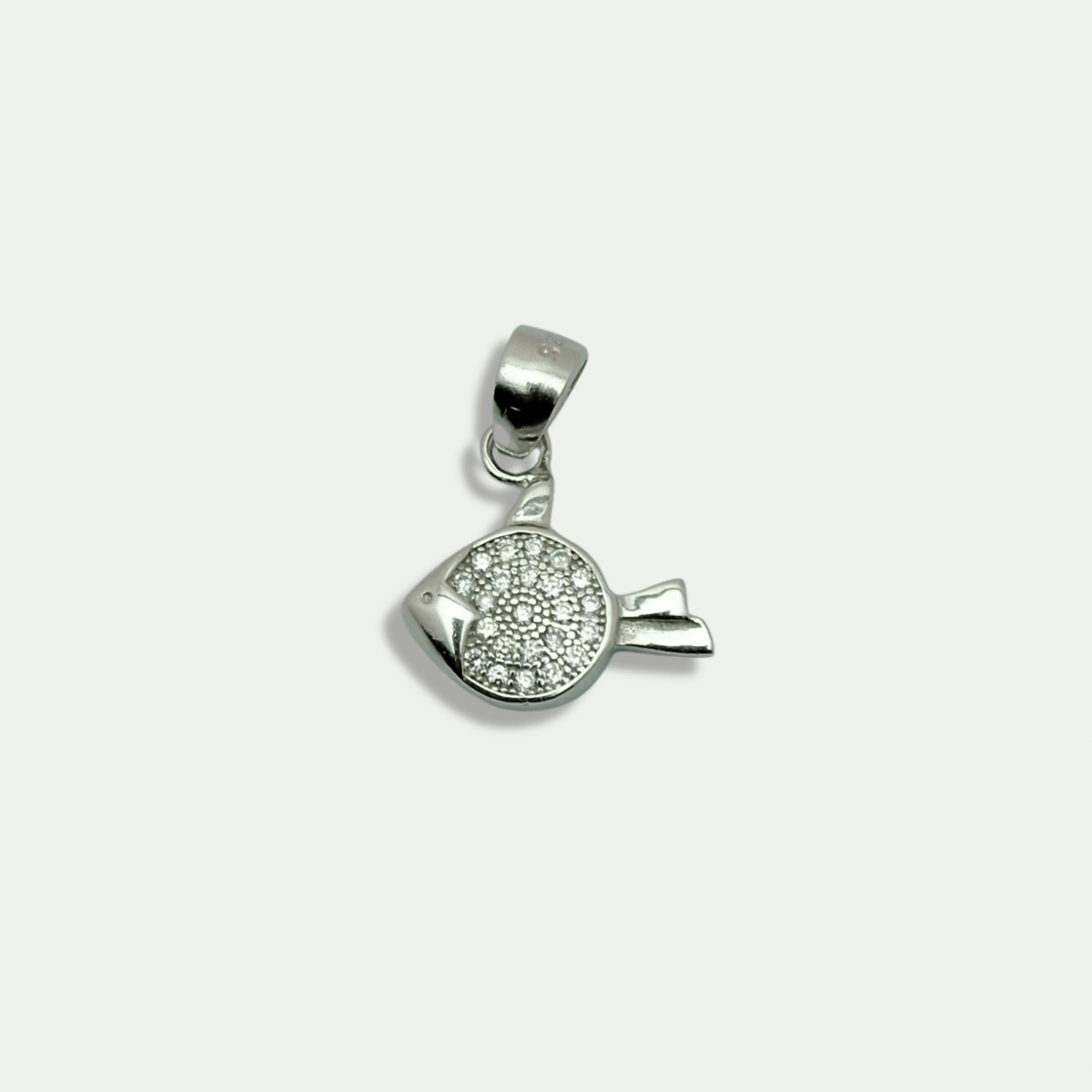 925 Silver CZ Fish Pendant Charm