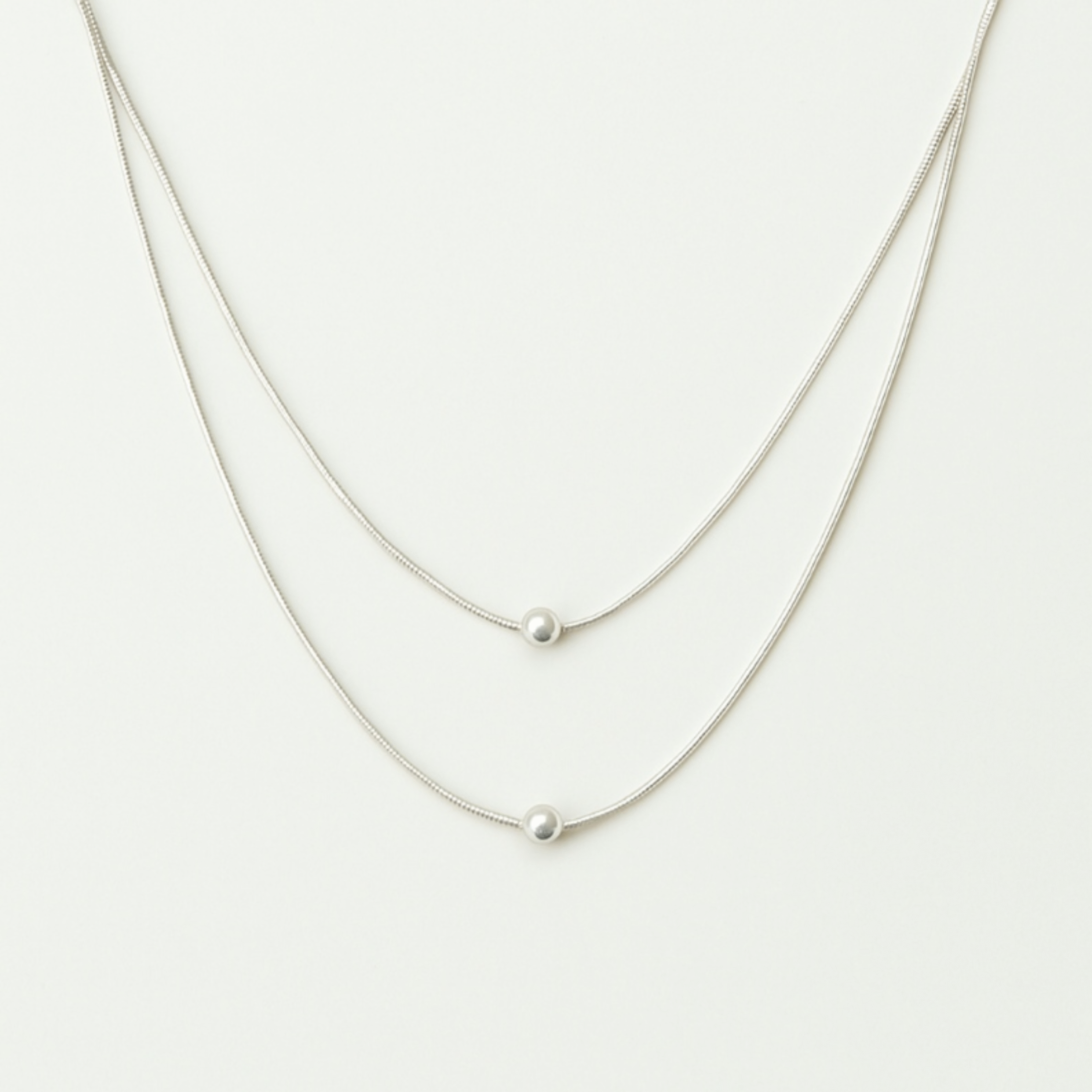 925 Silver Double Layer Bead Necklace – Minimal Layered Elegance