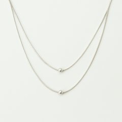 925 Silver Double Layer Bead Necklace – Minimal Layered Elegance