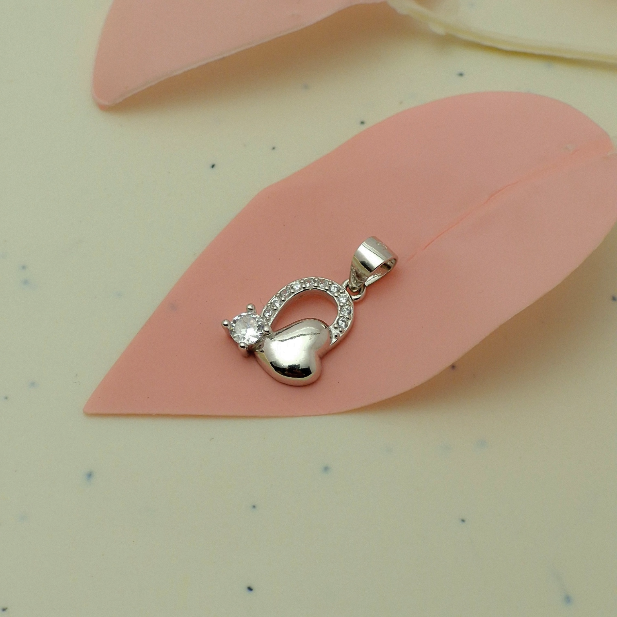 925 Silver Heart Lock Pendant with CZ Accents