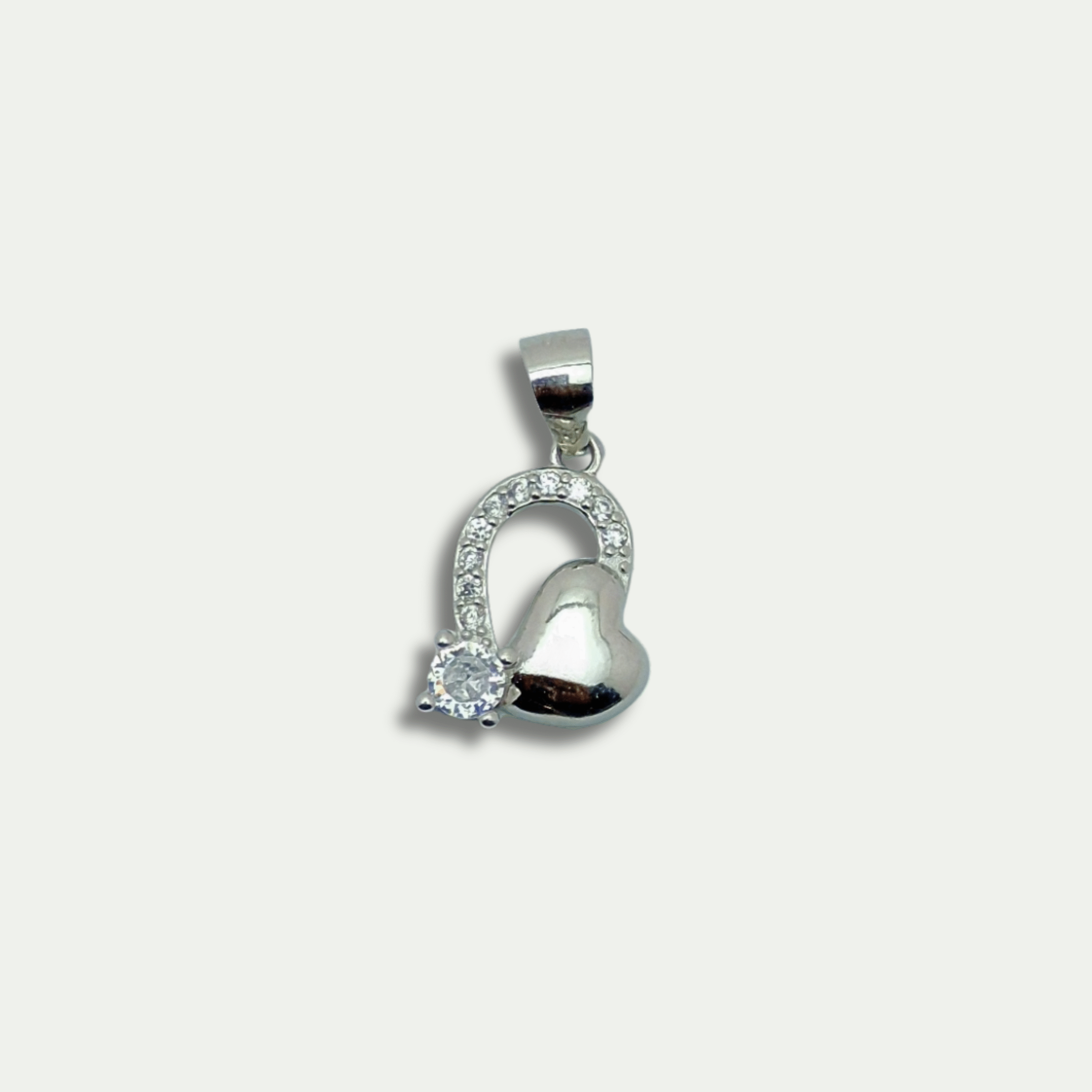 925 Silver Heart Lock Pendant with CZ Accents