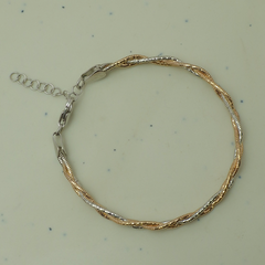 925 Silver Snake Chain Bracelet with Gold Plated Finish